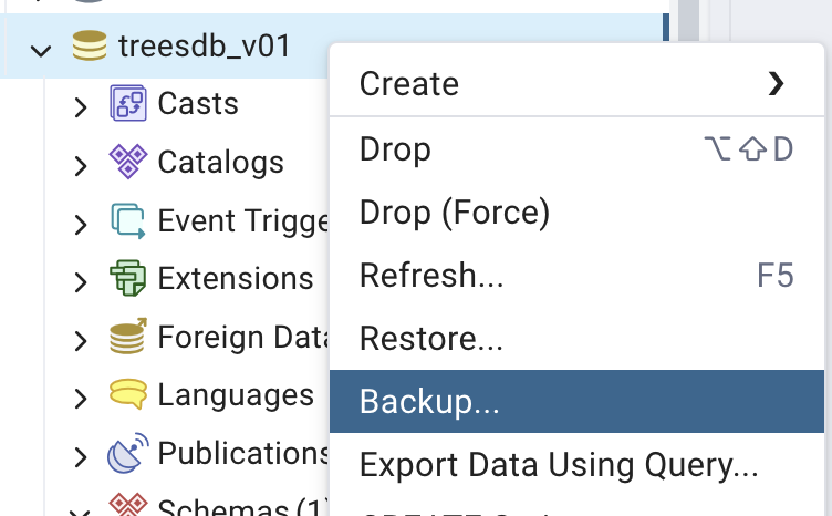 pgAdmin backup database