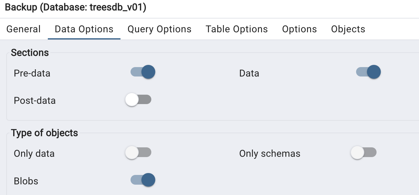 pgAdmin backup database