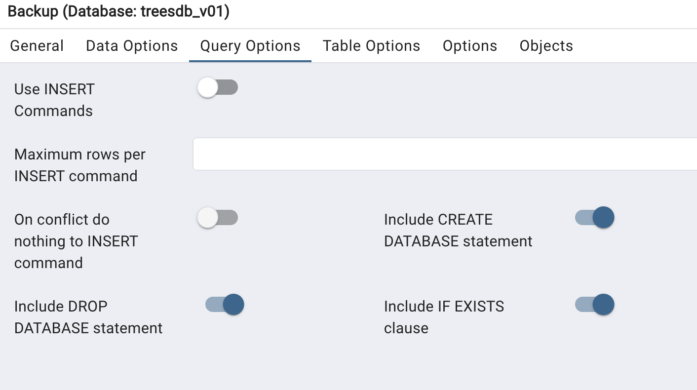 pgAdmin backup database