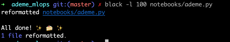 Output de la commande black