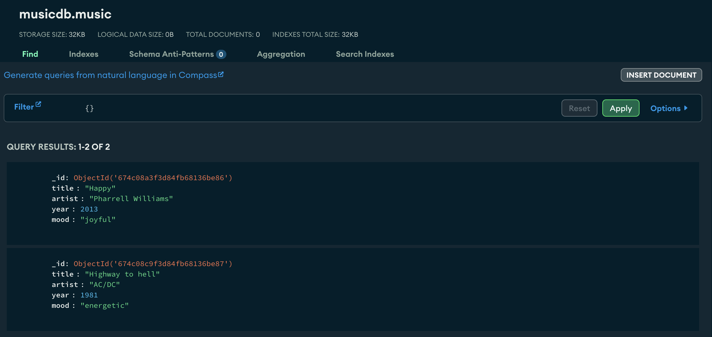 {} returns the whole dataset